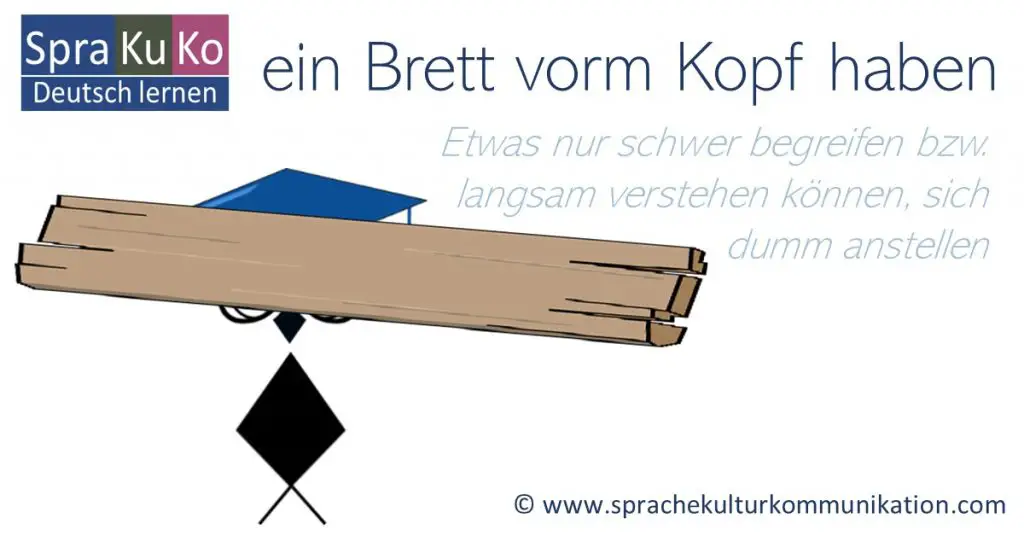 Redewendung ein Brett vorm Kopf haben - Deutsch lernen online | Sprakuko