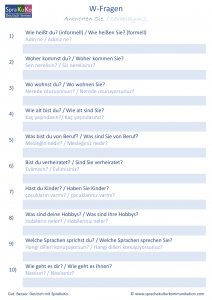 W Fragen deutsch türkisch Fragen zum Kennenlernen
