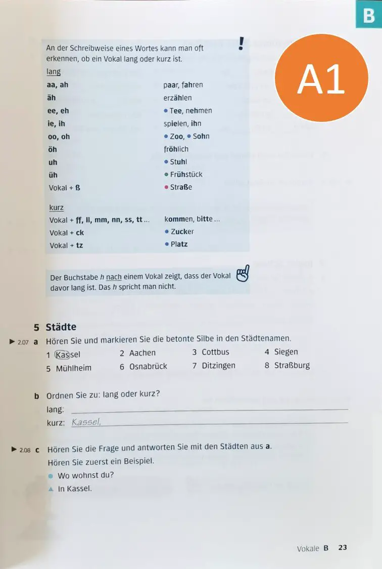 Deutsch ueben Phonetik Uebungen und Tipps fuer eine gute Aussprache A1 Hueber Verlag S.23