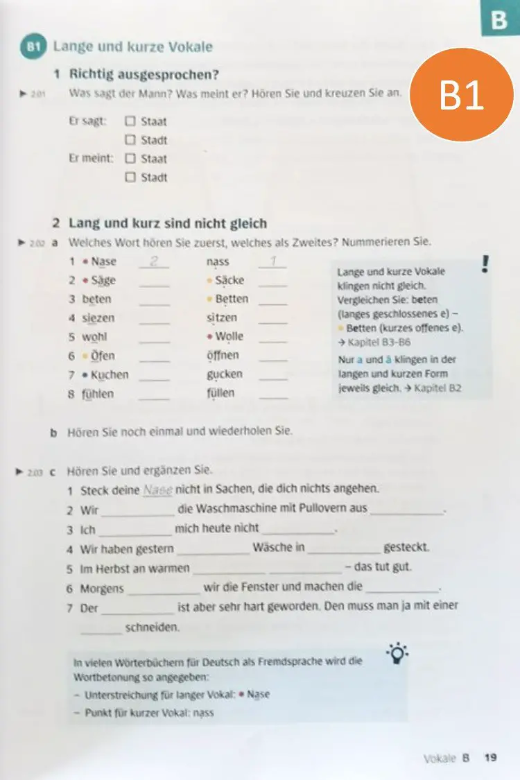 Deutsch ueben Phonetik Uebungen und Tipps fuer eine gute Aussprache B1 Hueber Verlag S.19