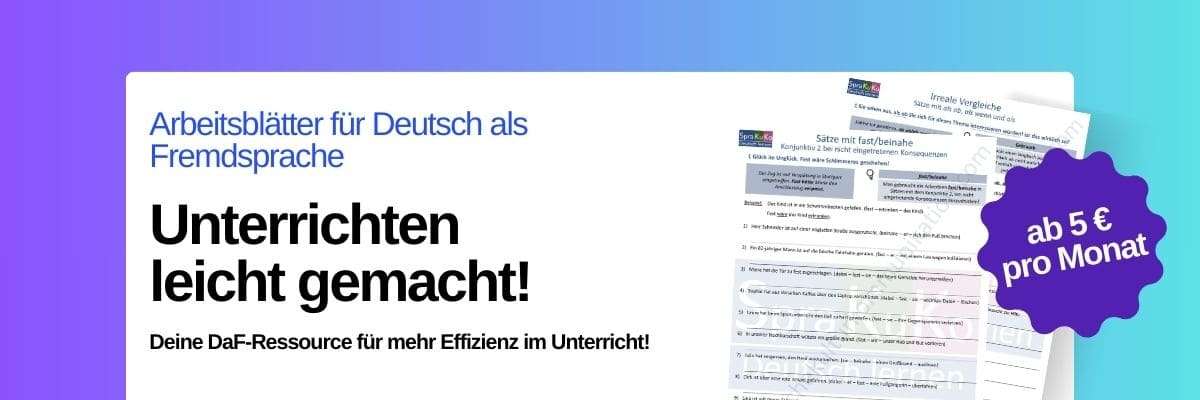 Mitgliedschaft für Arbeitsblätter Deutsch als Fremdsprache