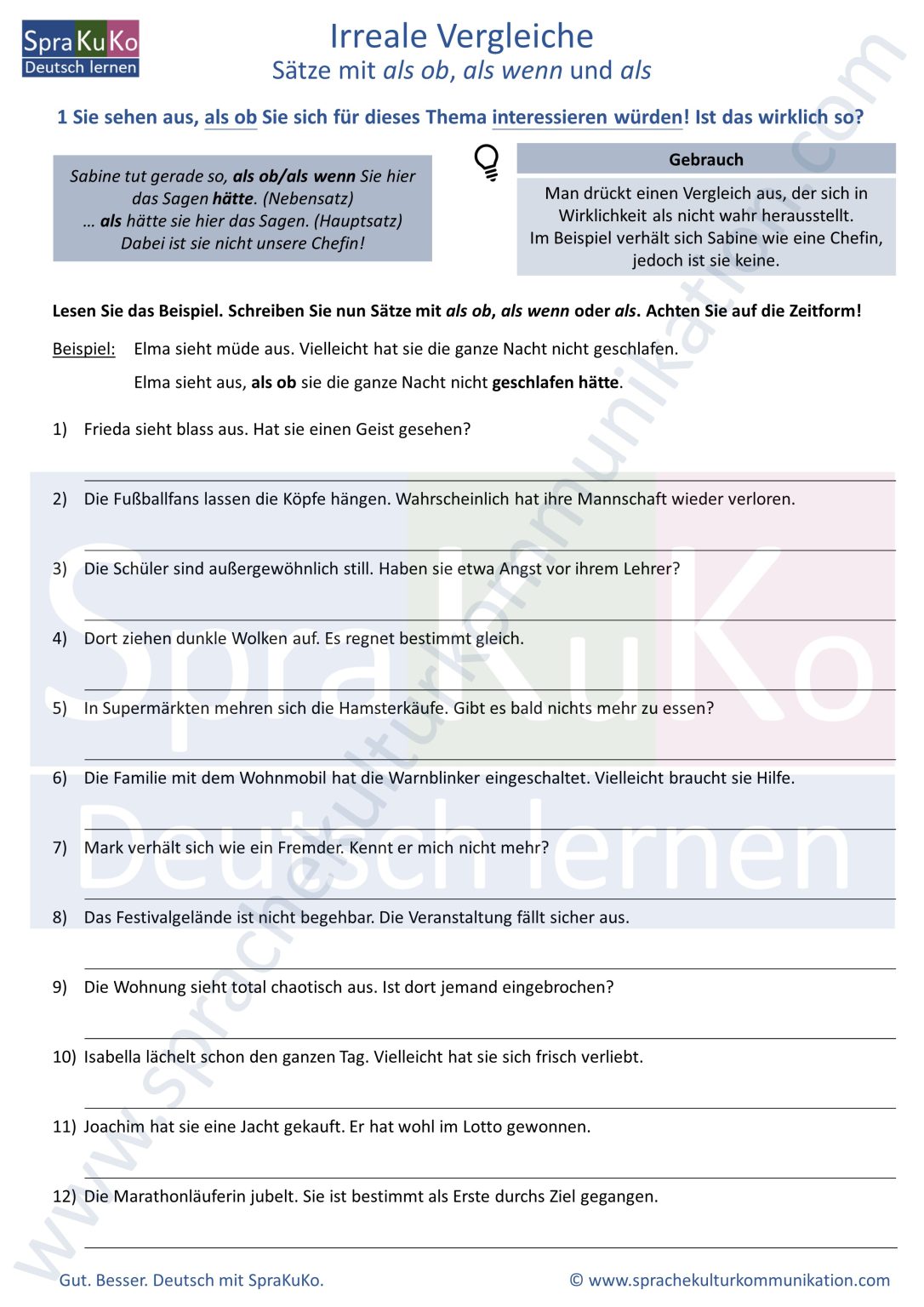 Als Wenn Oder Als Ob Irreale Vergleiche mit als ob, als wenn oder als! + ÜBUNG