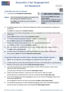 Konjunktiv 2 der Vergangenheit mit Modalverb Lösung