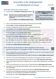 Konjunktiv 2 der Vergangenheit mit Modalverb im Passiv Lösung