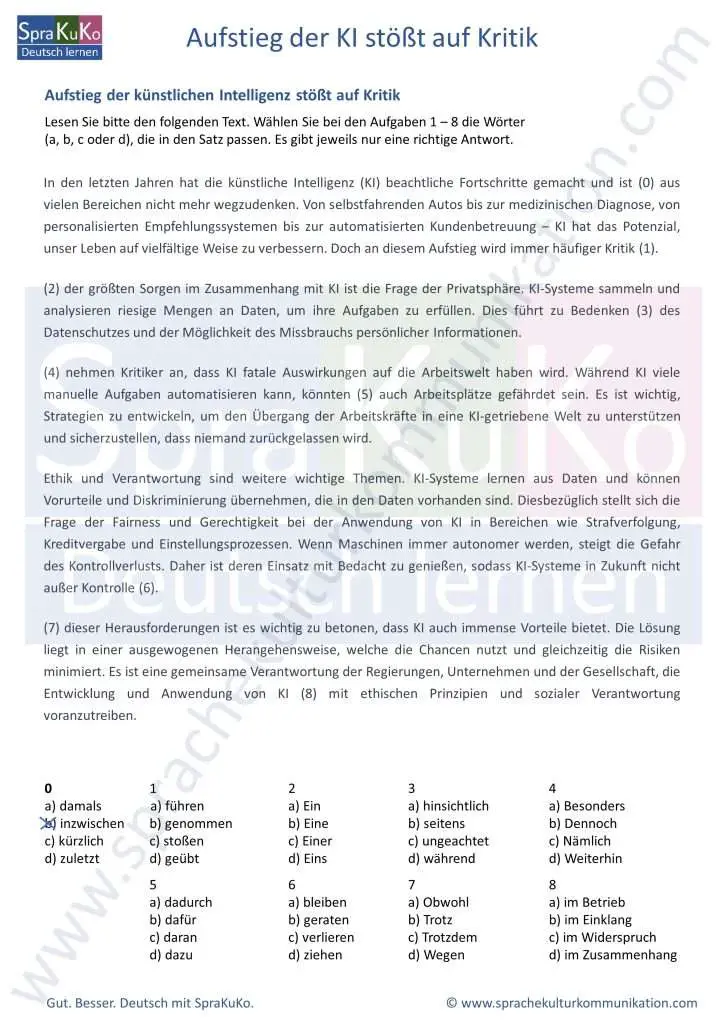 Sprachbausteine Uebung PDF