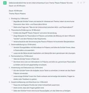 Unterrichtsentwurf mit Chat GPT erstellen